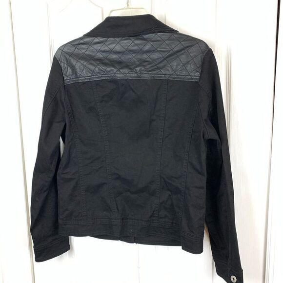 Live a Little Vegan Leather and Denim Jacket - Picture 3 of 3